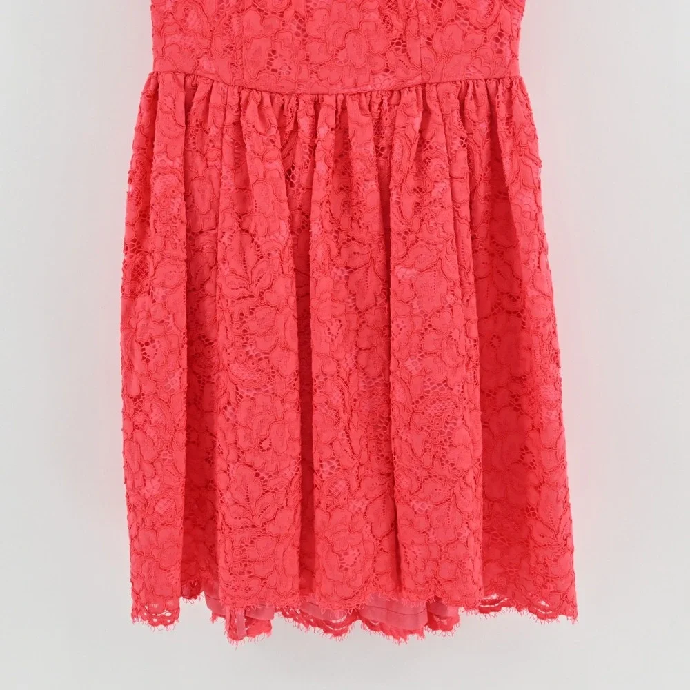 Kate Spade High Low Lace‎ Dress Size 00 Take A Walk On The Wild Side Geranium - Picture 11 of 13
